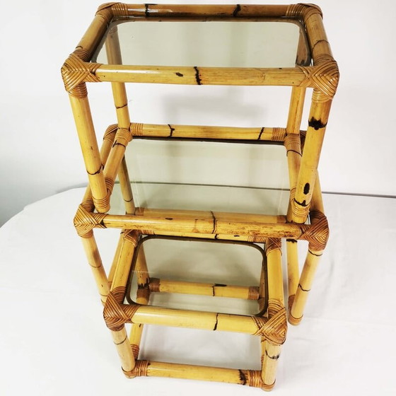 Image 1 of Vintage bamboo modular nesting tables, Germany 1970s