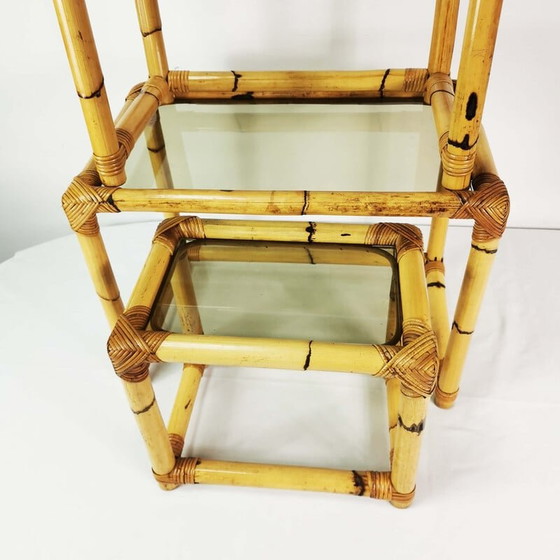 Image 1 of Vintage bamboo modular nesting tables, Germany 1970s