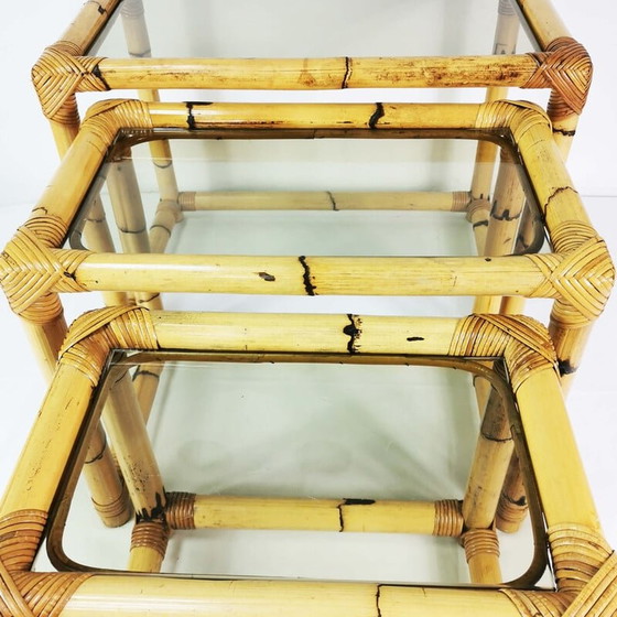 Image 1 of Vintage bamboo modular nesting tables, Germany 1970s