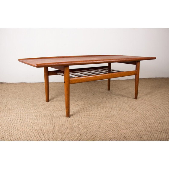 Image 1 of Tavolino da caffè vintage in teak e ottone di Grete Jalk per Glostrup Mobelfabrik, Danimarca 1960