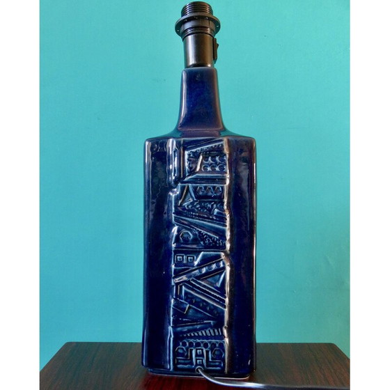 Image 1 of Vintage blue enameled sandstone lamp for Désirée Stentoj, Danemak 1965