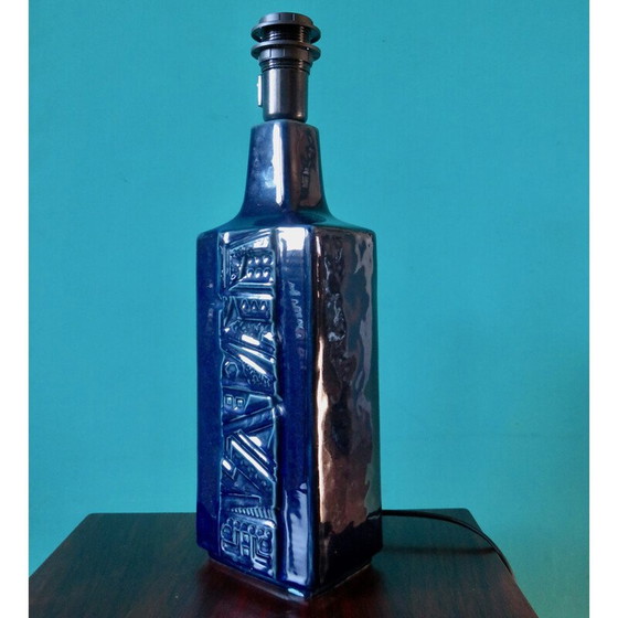 Image 1 of Vintage blue enameled sandstone lamp for Désirée Stentoj, Danemak 1965