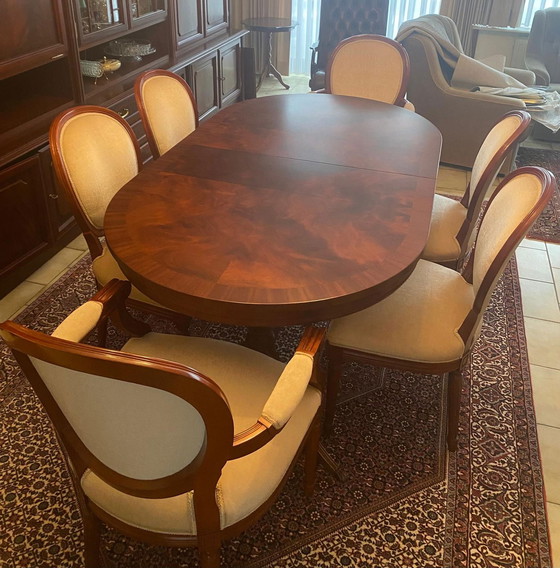 Image 1 of Mahogany dining table from the '80s