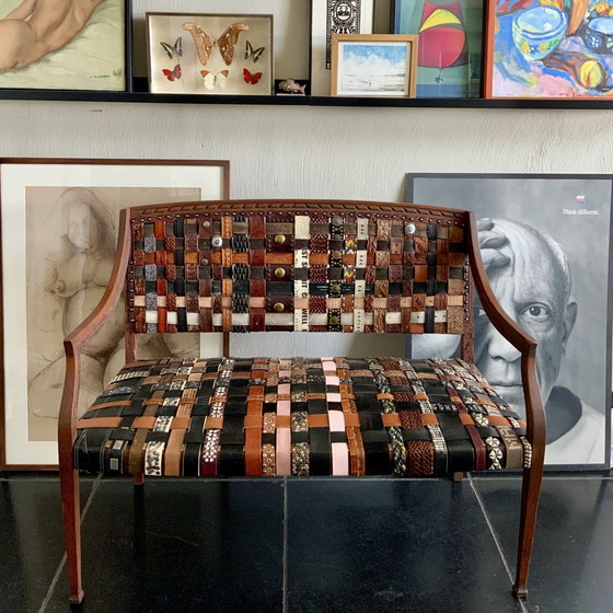 Image 1 of Unique Two-Seater Bench with Design of Braided Belts