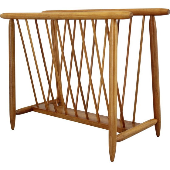 Image 1 of Vintage beech wood newspaper rack for Uluv, Czechoslovakia 1960