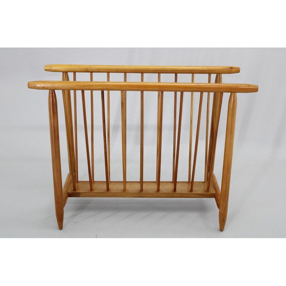 Image 1 of Vintage beech wood newspaper rack for Uluv, Czechoslovakia 1960