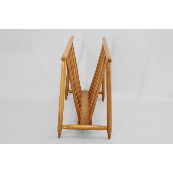 Image 1 of Vintage beech wood newspaper rack for Uluv, Czechoslovakia 1960
