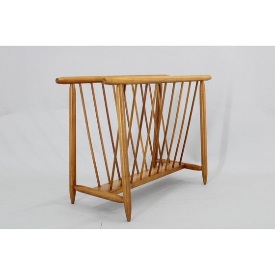 Image 1 of Vintage beech wood newspaper rack for Uluv, Czechoslovakia 1960