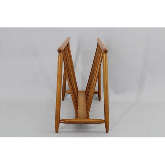 Image 1 of Vintage beech wood newspaper rack for Uluv, Czechoslovakia 1960