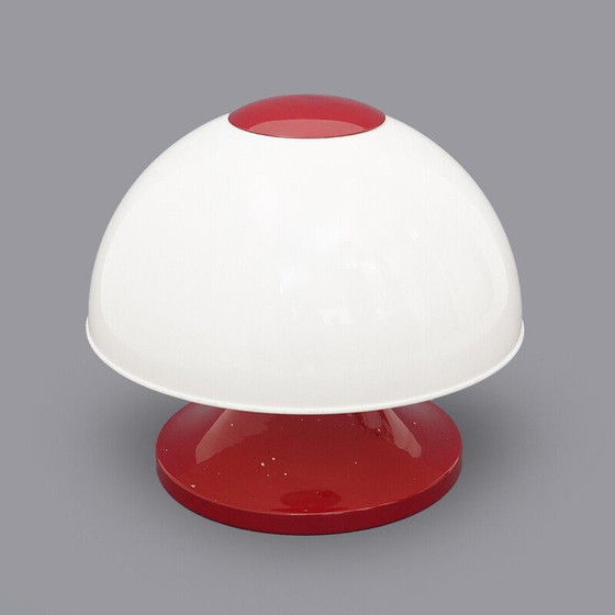 Image 1 of Vintage mushroom table lamp in red painted metal and methacrylate, Italy 1960