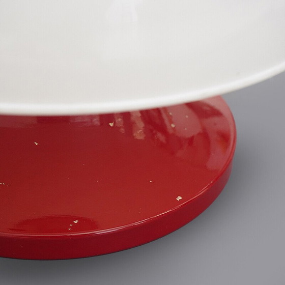 Image 1 of Vintage mushroom table lamp in red painted metal and methacrylate, Italy 1960