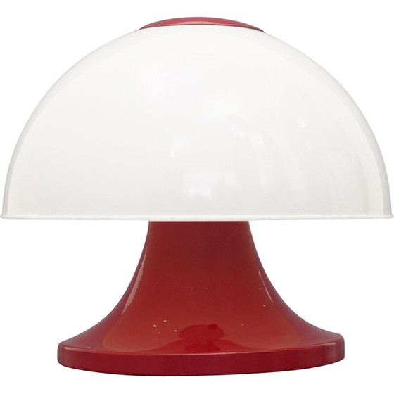 Image 1 of Vintage mushroom table lamp in red painted metal and methacrylate, Italy 1960