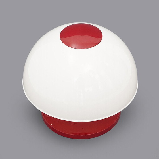 Image 1 of Vintage mushroom table lamp in red painted metal and methacrylate, Italy 1960