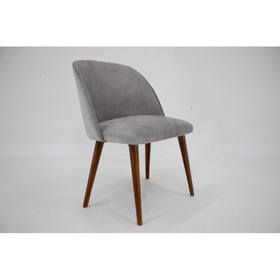 Image 1 of Sedia vintage in tessuto grigio, Cecoslovacchia 1960
