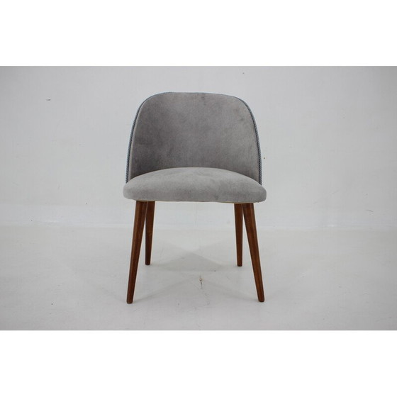 Image 1 of Sedia vintage in tessuto grigio, Cecoslovacchia 1960