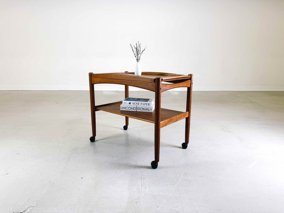 Image 1 of Mid - Century side table serving trolley tea trolley Poul Hundevad