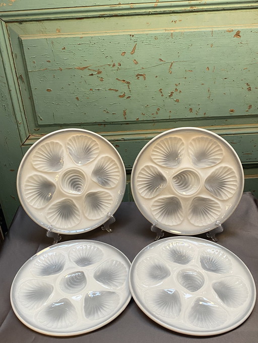 4X Orchies Oyster Plates, Moulins Des Loups