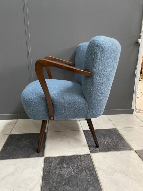 Image 1 of Blue boucle cocktail chair with armrests 1960s