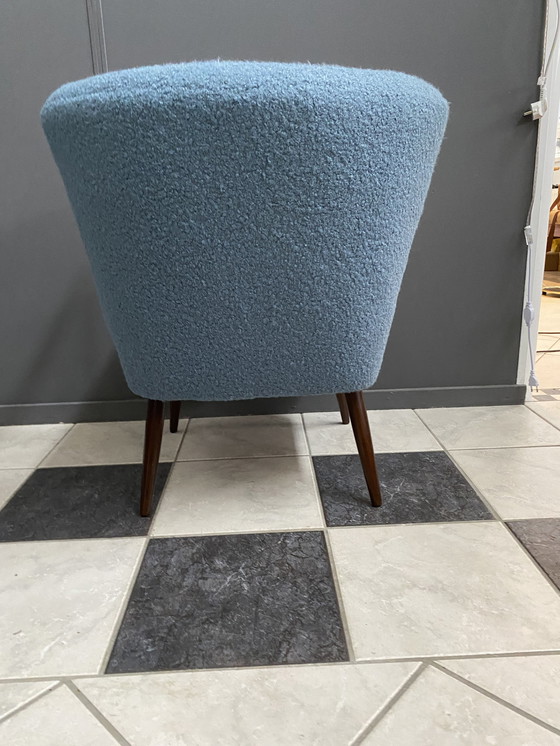 Image 1 of Blue boucle cocktail chair with armrests 1960s