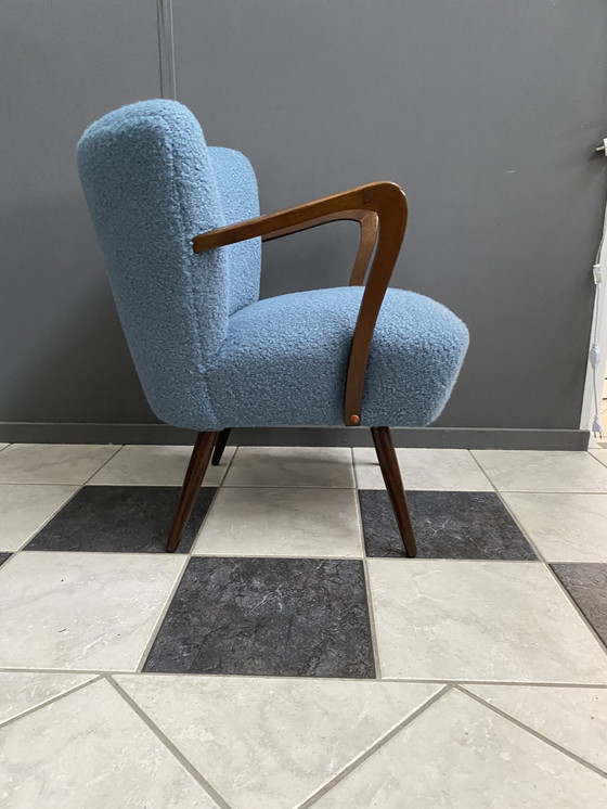 Image 1 of Blue boucle cocktail chair with armrests 1960s