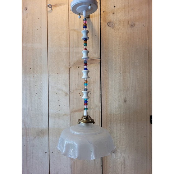 Image 1 of Lampada a sospensione vintage “froufrou” in opalino
