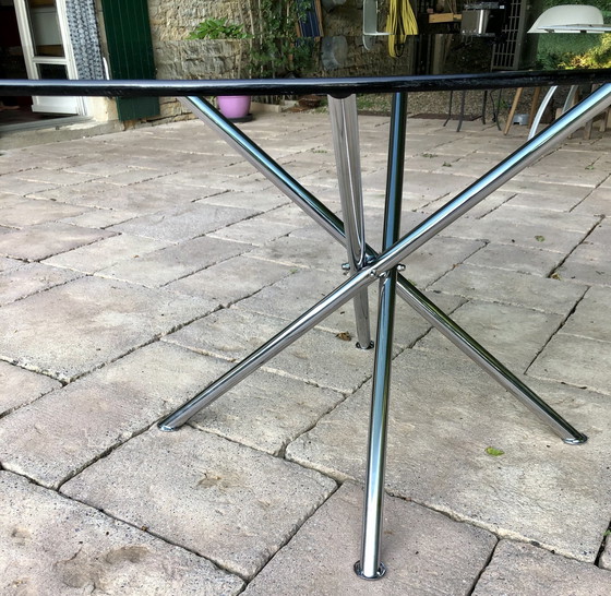 Image 1 of Glass Table With Chrome Legs