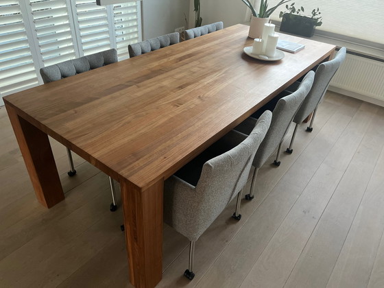 Image 1 of Art of Living walnut table + 6x Coming seven