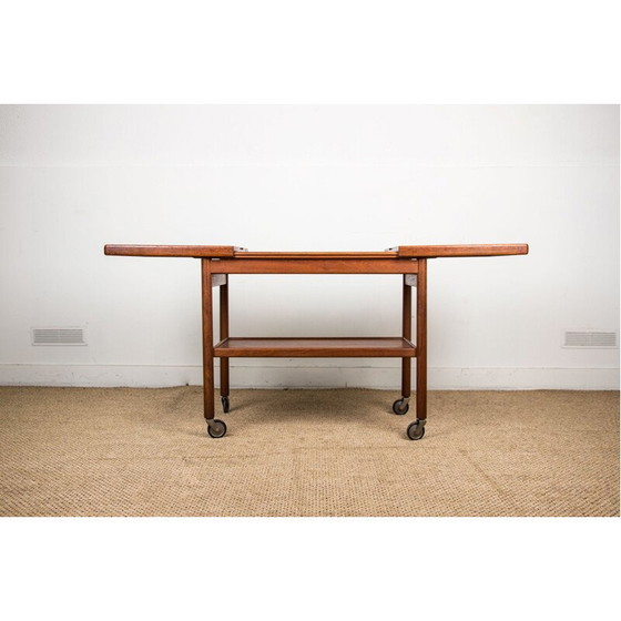 Image 1 of Vintage teak double tiered extendable trolley table, Danish 1960s