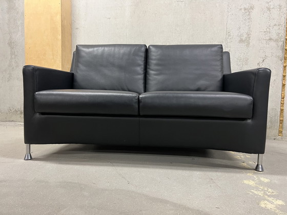 Image 1 of Leolux 2 seater sofa black leather