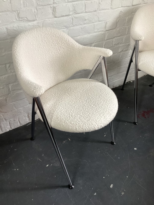 2x fauteuils chrome et bouclettes 70s