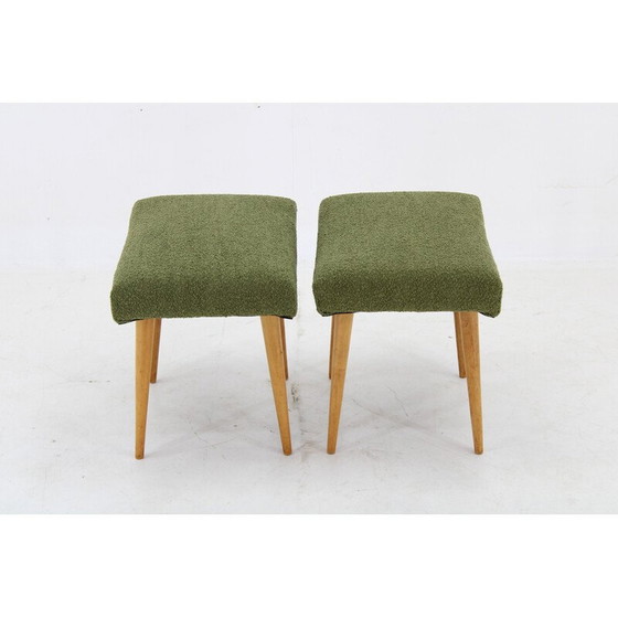Image 1 of Pair of vintage beech stools, Czechoslovakia 1960