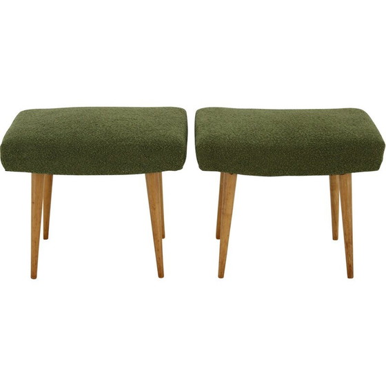 Image 1 of Pair of vintage beech stools, Czechoslovakia 1960