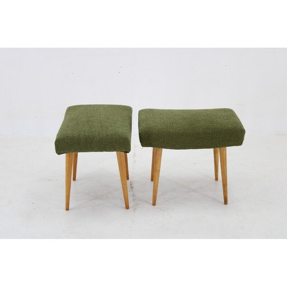 Image 1 of Pair of vintage beech stools, Czechoslovakia 1960