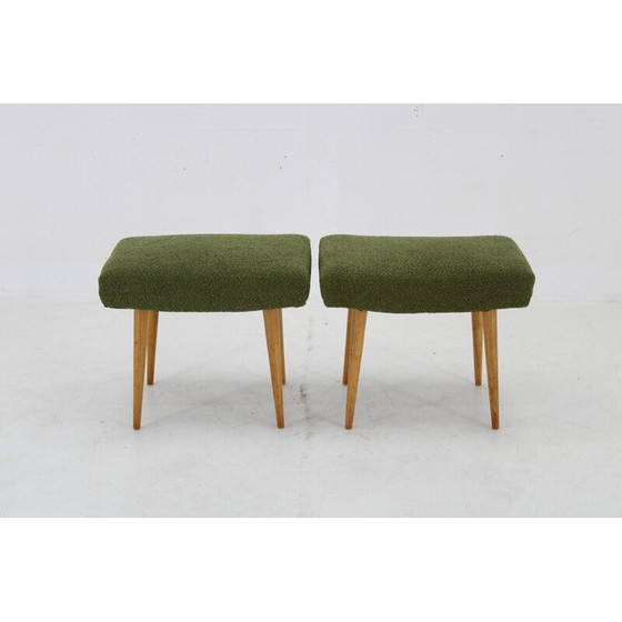 Image 1 of Pair of vintage beech stools, Czechoslovakia 1960