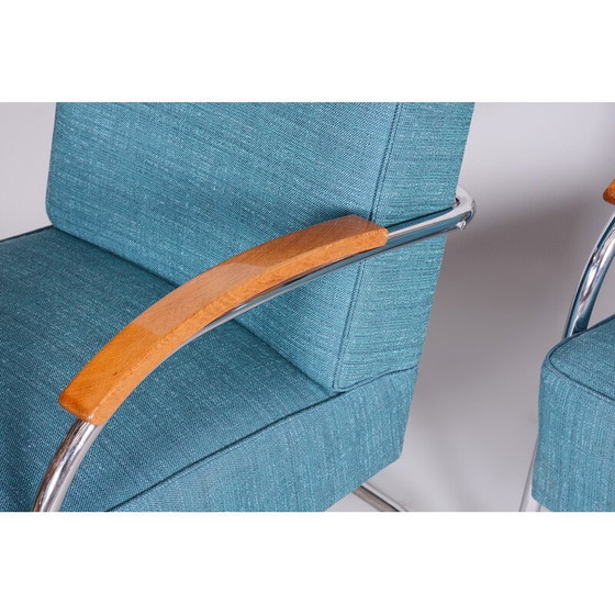 Image 1 of Pair of vintage blue armchairs by Mucke-Melder, Czechia 1930s