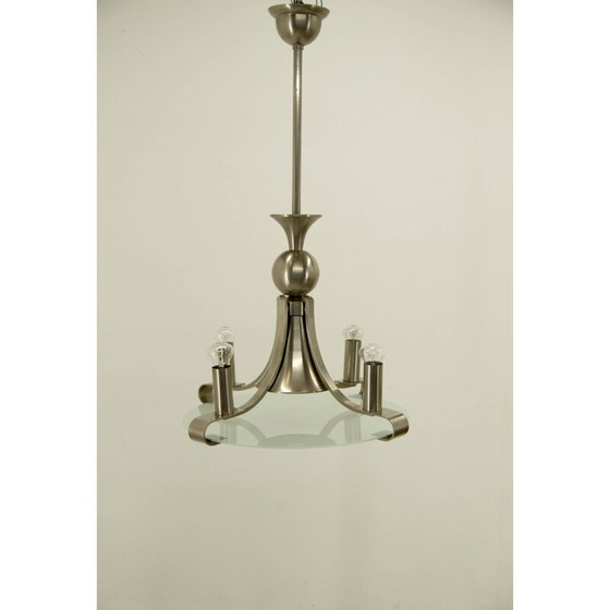 Image 1 of Lampadario vintage in vetro sabbiato art déco, 1930
