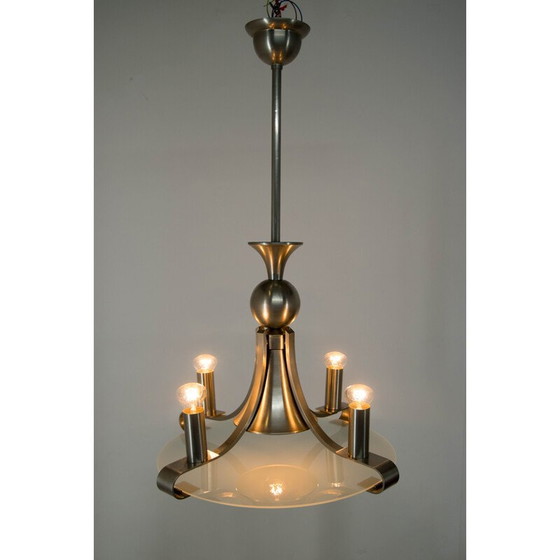 Image 1 of Lampadario vintage in vetro sabbiato art déco, 1930