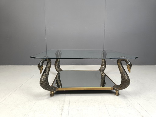 Brass Swan Coffee Table, 1970S 