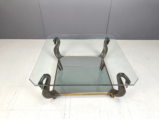 Brass Swan Coffee Table, 1970S 