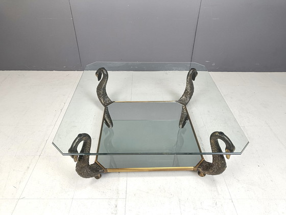 Image 1 of Brass Swan Coffee Table, 1970S 