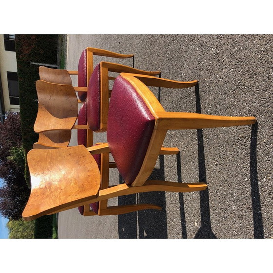 Image 1 of Vintage art deco dining set in elm burl