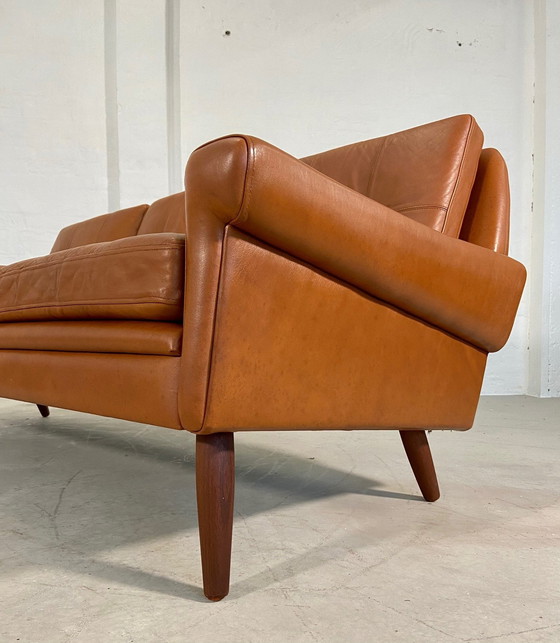Image 1 of Vintage Danish Mid-Century 3 Person Svend Skipper Sofa In Cognac Leather 1970,S
