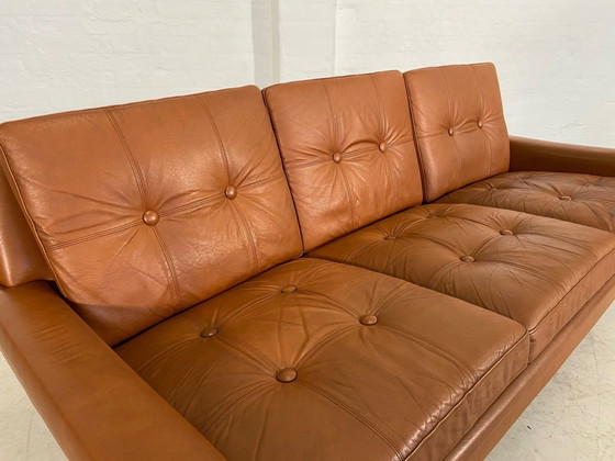 Image 1 of Vintage Danish Mid-Century 3 Person Svend Skipper Sofa In Cognac Leather 1970,S