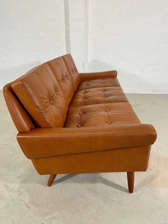 Image 1 of Vintage Danish Mid-Century 3 Person Svend Skipper Sofa In Cognac Leather 1970,S