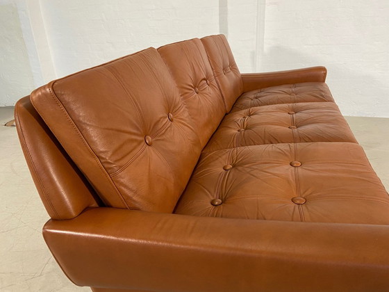 Image 1 of Vintage Danish Mid-Century 3 Person Svend Skipper Sofa In Cognac Leather 1970,S
