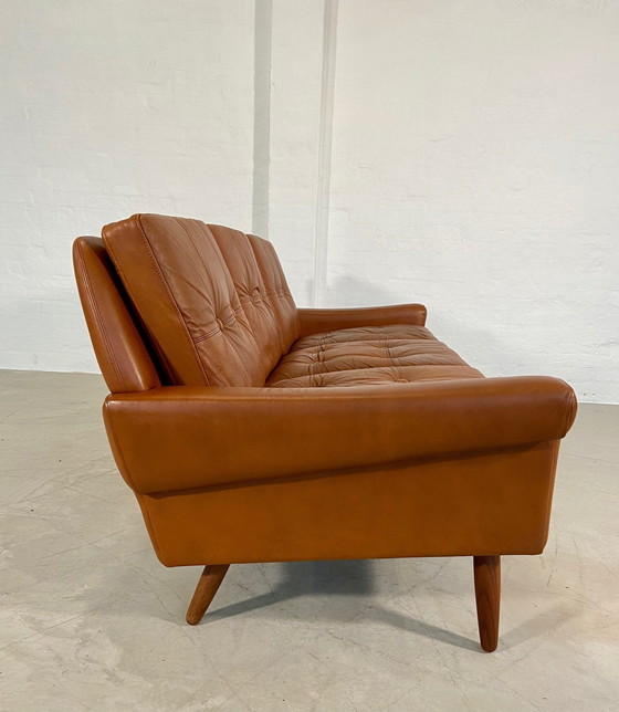 Image 1 of Vintage Danish Mid-Century 3 Person Svend Skipper Sofa In Cognac Leather 1970,S