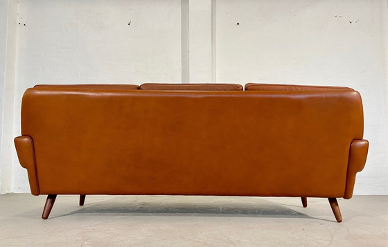 Image 1 of Vintage Danish Mid-Century 3 Person Svend Skipper Sofa In Cognac Leather 1970,S