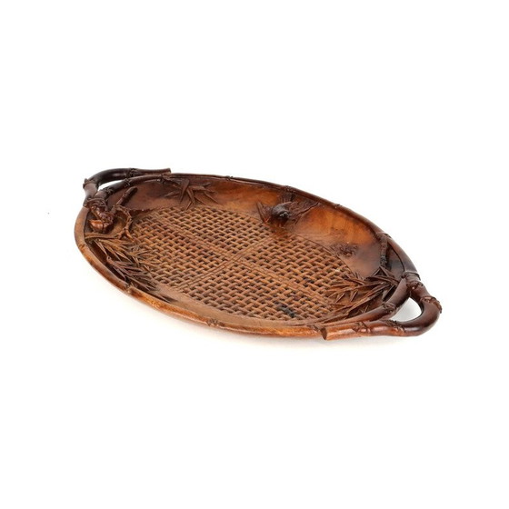 Image 1 of Vassoio in legno intagliato Art Déco vintage, Indocina 1930