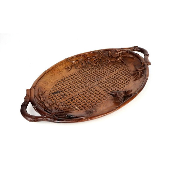 Image 1 of Vassoio in legno intagliato Art Déco vintage, Indocina 1930