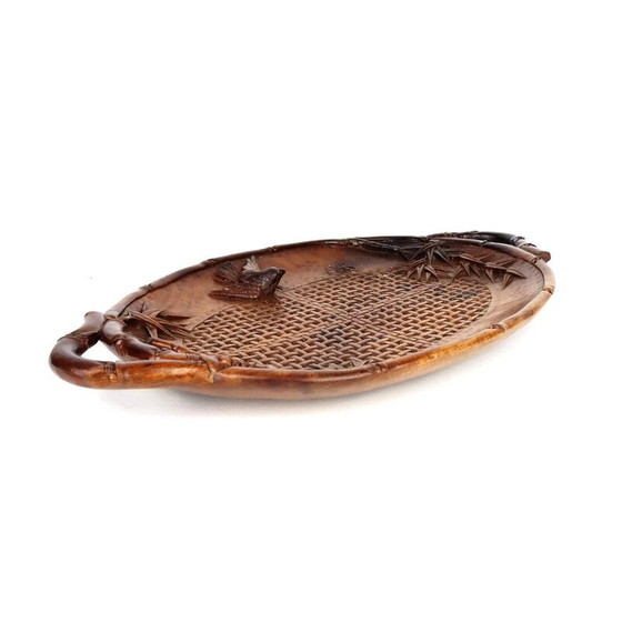 Image 1 of Vassoio in legno intagliato Art Déco vintage, Indocina 1930